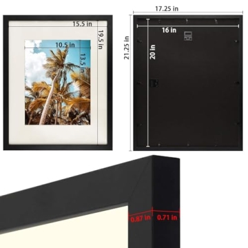 Frametory 16x20 Black Picture Frame for 11x14 Photos