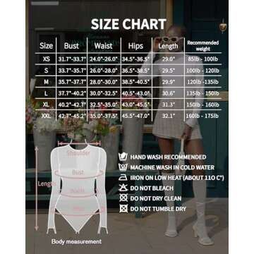 MANGOPOP Long Sleeve Double Lined Bodysuit for Women