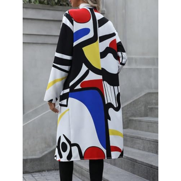 Precise Style with WDIRARA Women’s Abstract Print Trench Coat