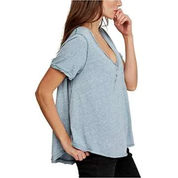 Free People Women's All You Need Tee, Size Small - Blue/Green