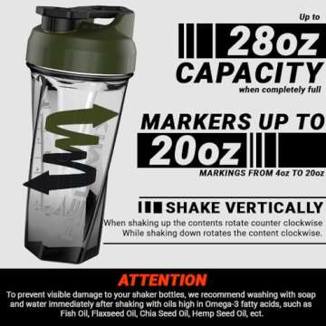 HELIMIX 2.0 Vortex Blender Shaker Bottle Holds upto 28oz | No Blending Ball or Whisk | USA Made | Portable Pre Workout Whey Protein Drink Shaker Cup | Mixes Cocktails Smoothies Shakes | Top Rack Safe