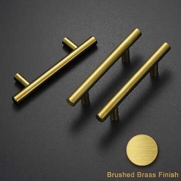 Estmoon 30 Pack Brushed Brass Cabinet Handles Gold 3 Inch Hole Center Cabinet Pulls Stainless Steel ...