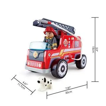 Hape Fire Truck Playset | Wooden Engine with Action Figures