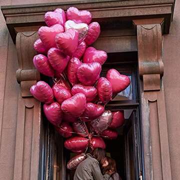 10Pcs Pearl Pink Foil Heart Shaped Balloons 18 Inch Heart Mylar Balloons For Baby Shower Wedding Valentine Decorations Love Balloons Party Decorations