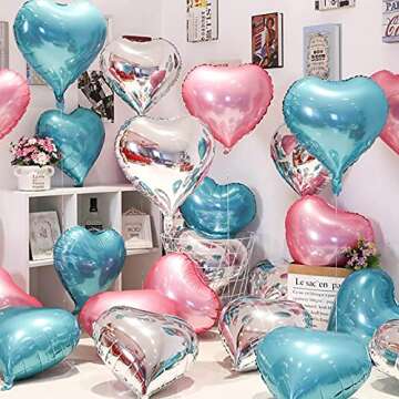10Pcs Pearl Pink Foil Heart Shaped Balloons 18 Inch Heart Mylar Balloons For Baby Shower Wedding Valentine Decorations Love Balloons Party Decorations