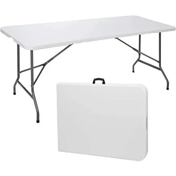 Edtian Folding Tables, 6FT Outdoor and Indoor Foldable Table Ideal for Camping and Picnic, Portable ...