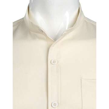 ZEROYAA Men's Banded Collar Slim Fit Dress Shirt