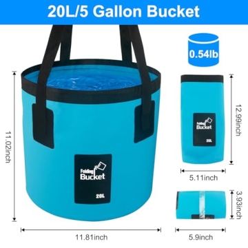 5 Gallon Collapsible Bucket with Handle, Car Wash Bucket Foldable Water Storage Container for Campin...
