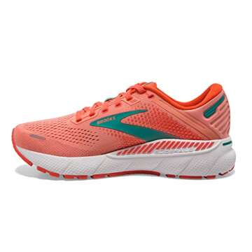 Brooks Women's Adrenaline GTS 22 Supportive Running Shoe - Coral/Latigo Bay/White - 7 Medium
