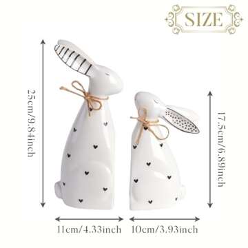 Valery Madelyn Easter Bunny Decorations for Home, 2Pcs Ceramic White Rabbit Statue Figurine Spring Decor, Easter Gift Tabletop for Indoor Outdoor Garden Lawn Yard Decor Table Centerpieces
