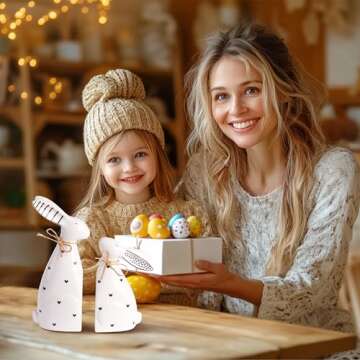 Valery Madelyn Easter Bunny Decorations for Home, 2Pcs Ceramic White Rabbit Statue Figurine Spring Decor, Easter Gift Tabletop for Indoor Outdoor Garden Lawn Yard Decor Table Centerpieces