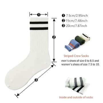 hiqqifazz women's men's selected Athletic round neck socks cotton stripe socks 5/10 pairs