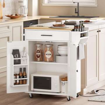 HOOBRO Kitchen Island with Power and Storage Solutions