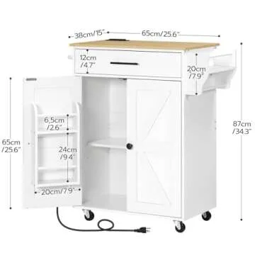 HOOBRO Kitchen Island with Power and Storage Solutions