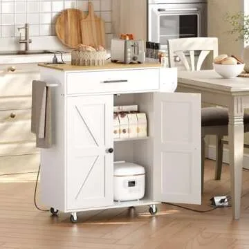 HOOBRO Kitchen Island with Power and Storage Solutions