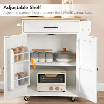 HOOBRO Kitchen Island with Power and Storage Solutions