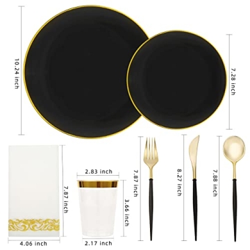 Elegant Brittany 350pcs Black Gold Dinnerware Set for All Events