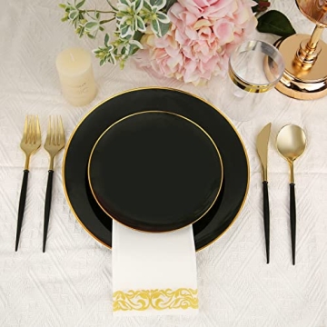 Elegant Brittany 350pcs Black Gold Dinnerware Set for All Events