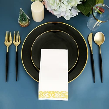Elegant Brittany 350pcs Black Gold Dinnerware Set for All Events