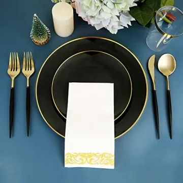 Elegant Brittany 350pcs Black Gold Dinnerware Set for All Events