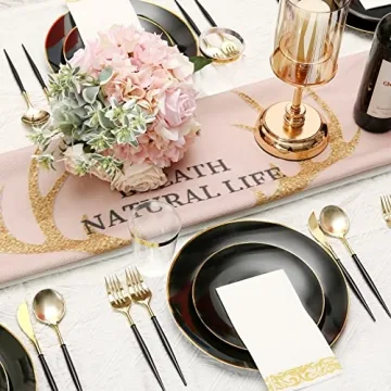 Elegant Brittany 350pcs Black Gold Dinnerware Set for All Events