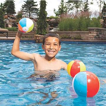 4E's Novelty Summer Pool Party Favors Set (12 of Each) Mini Beach Balls 12'' & Kids Sunglasses UV Pr...