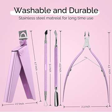 Melodysusie Acrylic Nail Clippers 4 in 1 Set, Adjustable Stainless Steel Nail Clippers for Acrylic Nails Tips, Professional Cuticle Nipper Cutter Cuticle Pusher Remover, Pink