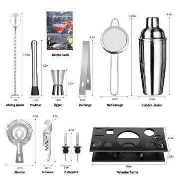 Mixology bartender kit,11-Piece Silver Bartender Kit with Stand, Stainless Steel Bar Set Perfect for...