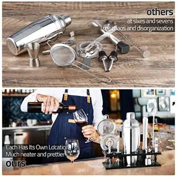 Mixology bartender kit,11-Piece Silver Bartender Kit with Stand, Stainless Steel Bar Set Perfect for Drink Mixing at Home, Cocktail Shaker Set Include Martini Shaker and Bar Accessories & Recipe Cards