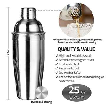Mixology bartender kit,11-Piece Silver Bartender Kit with Stand, Stainless Steel Bar Set Perfect for Drink Mixing at Home, Cocktail Shaker Set Include Martini Shaker and Bar Accessories & Recipe Cards