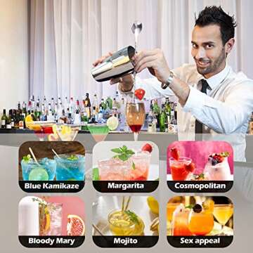 Mixology bartender kit,11-Piece Silver Bartender Kit with Stand, Stainless Steel Bar Set Perfect for Drink Mixing at Home, Cocktail Shaker Set Include Martini Shaker and Bar Accessories & Recipe Cards