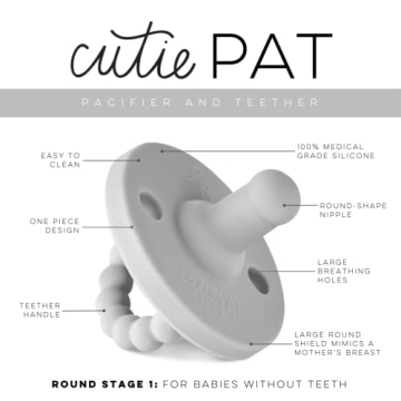 Ryan Rose Cutie PAT Pacifier Teether Stage 1 Grey
