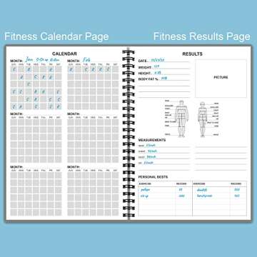 Fitness Planner for Women & Men - A5 Workout Log Book/Exercise Workout Log to Track Weight Loss, GYM, Bodybuilding Progress - Daily Health & Wellness Workout Journals, 5.8X8.25 In Workout Book