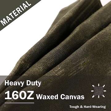 Tool Tote Bag, Heavy Duty 16oz Waxed Canvas Garden Tool Carrying Bag (Army Green), Portable 11 Pockets Tool Storage Bag | for Gardener Electrician Contractor Repairman | 14"L x 5.5"W x 10.5"H