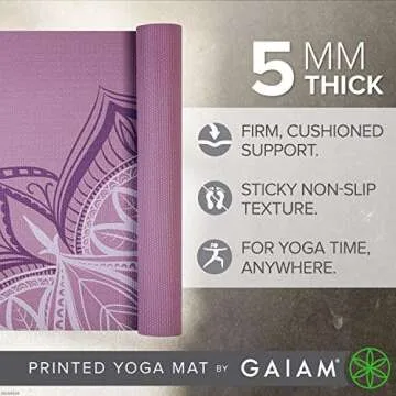 Gaiam Yoga Mat Premium Print Non Slip Exercise & Fitness Mat for All Types of Yoga, Pilates & Floor ...