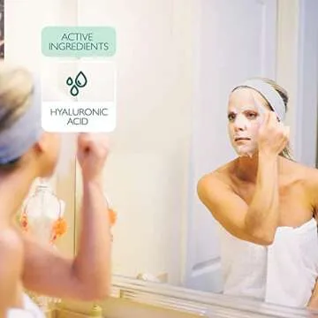 Patchology Hyaluronic Acid Facial Sheet Mask w/Vitamin B5 - Men & Women Face Masks Skincare Sheet for Moisturizing and Hydrating Skin in 5 Minutes - Best Face Sheets Moisturizer (4 Count)