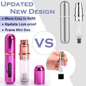 KAYZON Travel Mini Perfume Refillable Atomizer Container, Portable Perfume Spray Bottle, Travel Perfume Scent Pump Case Fragrance Empty Spray Bottle for Traveling and Outgoing (6 Pack, 5ml)