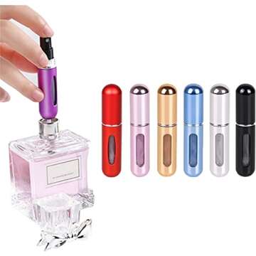 KAYZON Travel Mini Perfume Refillable Atomizer Container, Portable Perfume Spray Bottle, Travel Perfume Scent Pump Case Fragrance Empty Spray Bottle for Traveling and Outgoing (6 Pack, 5ml)