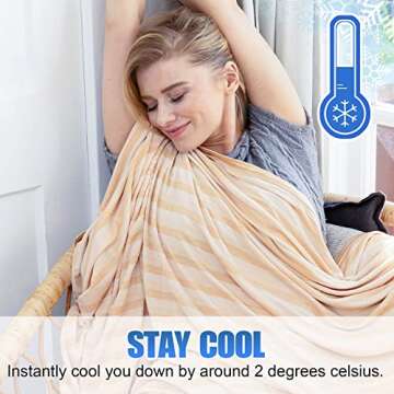 Ailemei Direct Cooling Blanket for Hot Sleepers, Double Sided Cold Effect,Queen Size Lightweight Breathable Summer Large Big Blankets for Bed, Transfer Heat to Keep Body Cool Night Sweats, 90"x90"