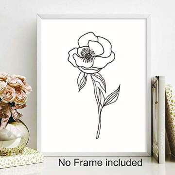 Unframed Abstract Flower Art Print Nordic Style Black&White Rose Leaf Art Wall Plant Painting, Set of 3(8''X10'') Canvas Poster for Modern Wall Decor,Housewarming Gift