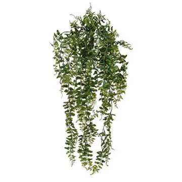 Large 25" Artificial Hanging Plant - Realistic Faux Buckler Wood Fern for Living Room or Patio Lifel...