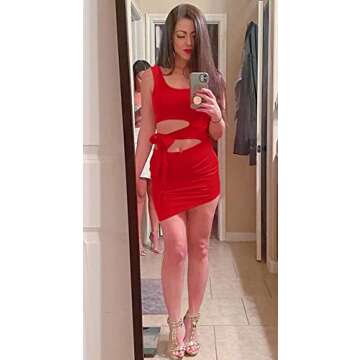 GOBLES Sexy Women's Bodycon Mini Club Dress in Red