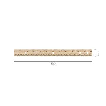 Fiskars Wood Ruler - 12" Straight Edge Ruler for Kids - Back to School Supplies for Students