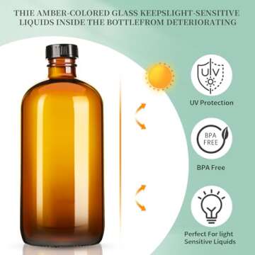 GIVAMEIHF 16oz Amber Glass Spray Bottles,2 Pack Glass Spray Bottles Refillable Empty Bottle with Adjustable Nozzle,Spray Bottle for Essential Oils,Cleaning,Pets,Hair Mister