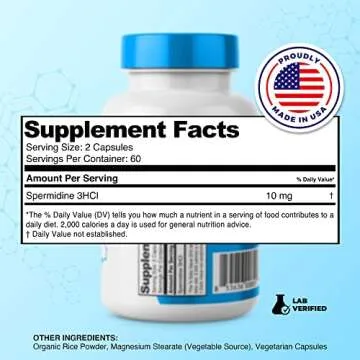 Prime Powders Spermidine Capsules 𝗚𝗟𝗨𝗧𝗘𝗡 𝗙𝗥𝗘𝗘 99% Concentration 100x M...