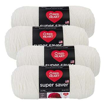 Red Heart Super Saver Yarn (4-Pack of 7oz Skeins) (Soft White)