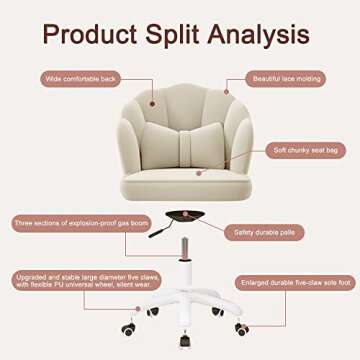 Home Office Desk Butterfly Chair with Mid-Back Upholstered Modern Tufted Computer Task Chair Swivel Height Adjustable Velvet Accent Chair………