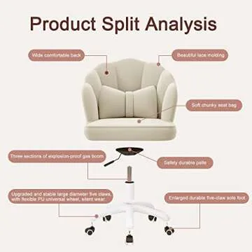 Home Office Desk Butterfly Chair with Mid-Back Upholstered Modern Tufted Computer Task Chair Swivel Height Adjustable Velvet Accent Chair………