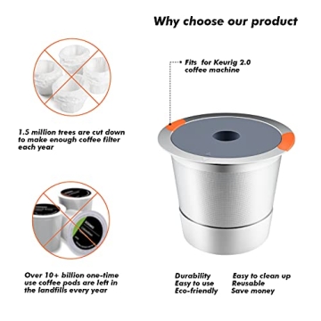Noalto Stainless Steel Reusable K Cups for Keurig Coffee Makers