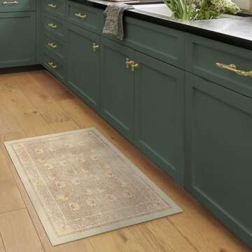 RUGGABLE x Morris & Co Washable 2x3 Area Rug, Pimpernel Vintage Stone, Premium Rugs for Living Room,...